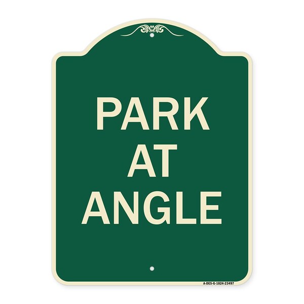 Designer Series Sign Park Angle, Green & Tan Heavy-Gauge Aluminum Sign, 24" x 18", G-1824-23497